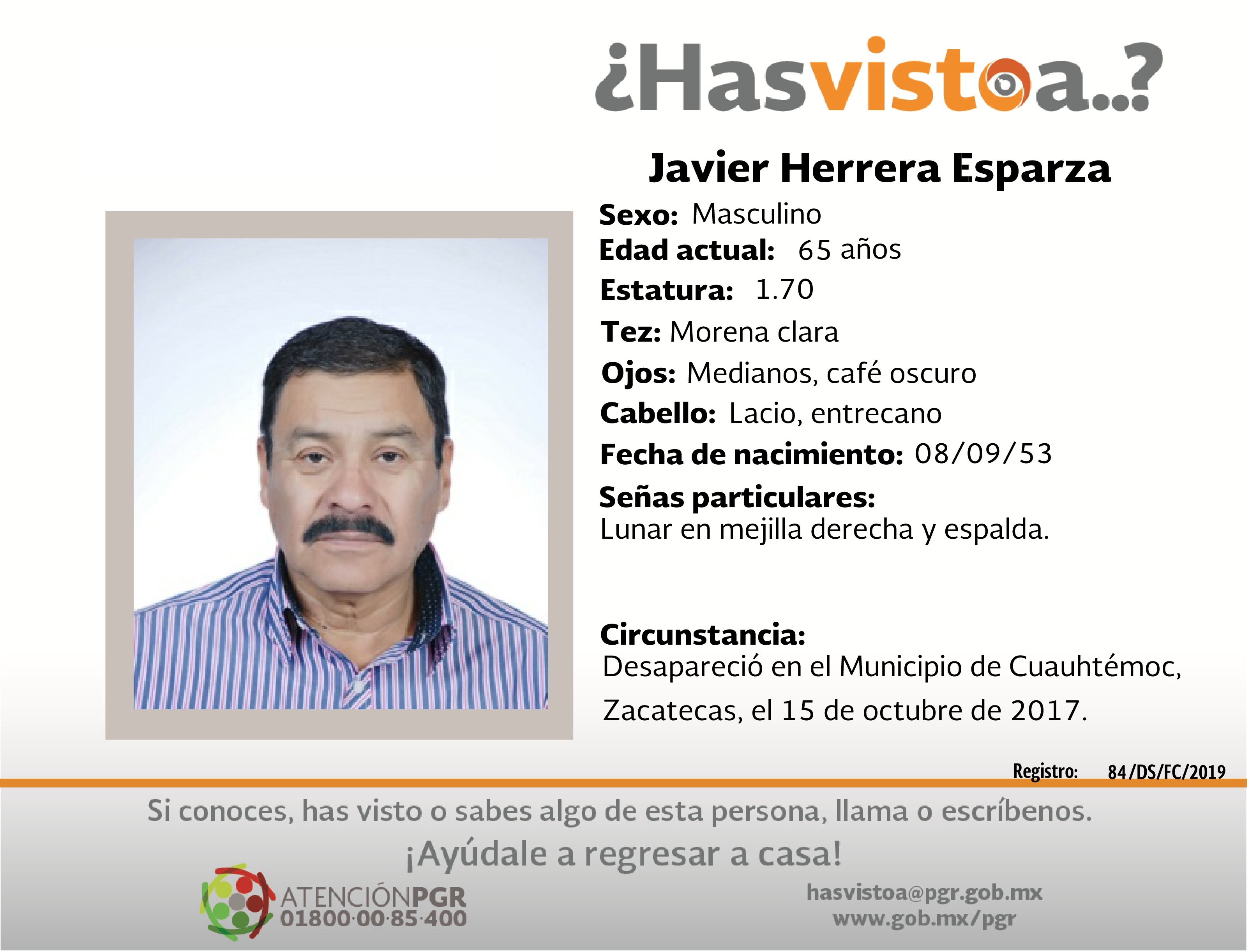 Ayúdanos a localizar a Javier Herrera