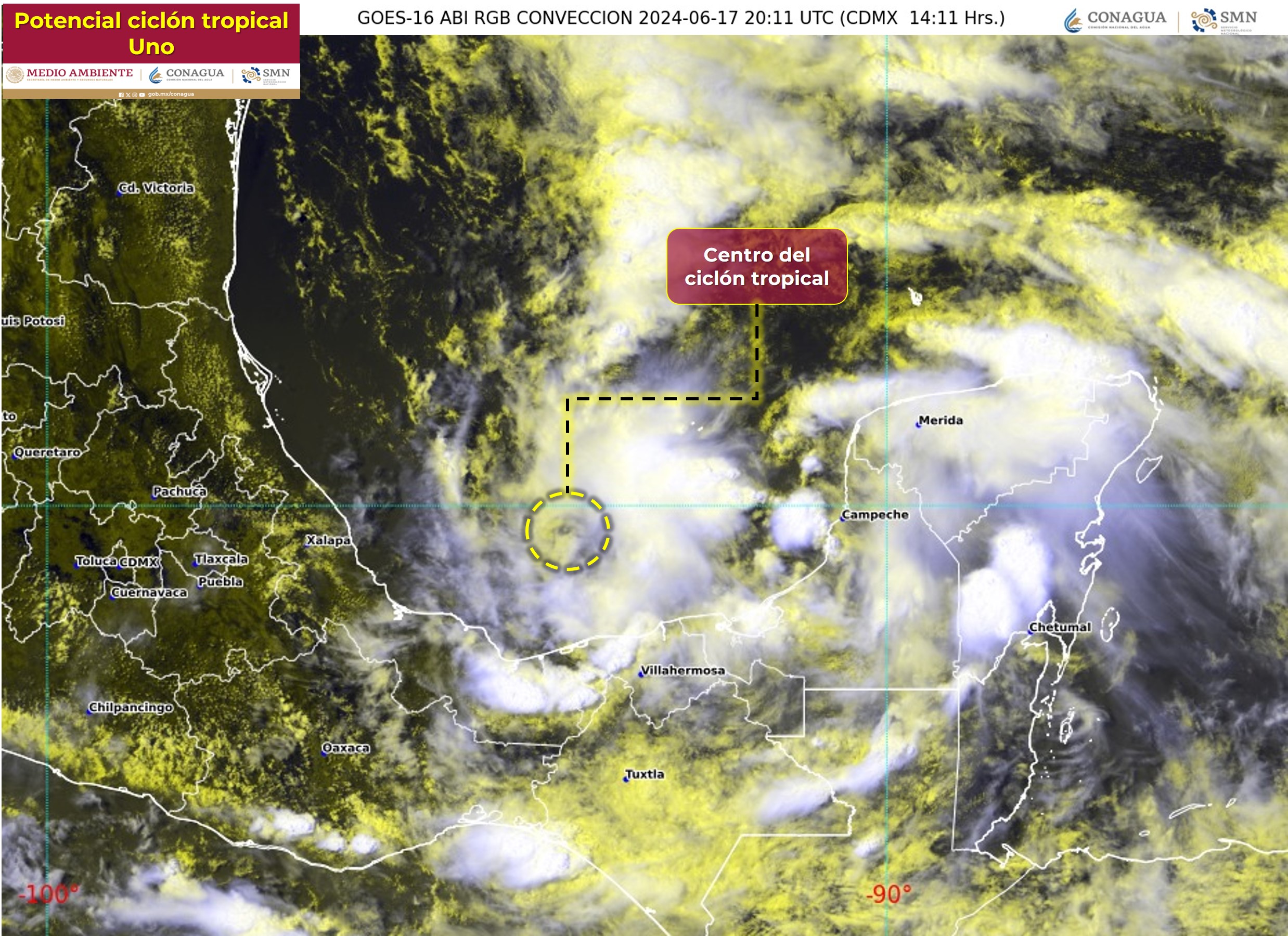 Se forma potencial ciclón tropical Uno, en costas de Campeche y Tabasco