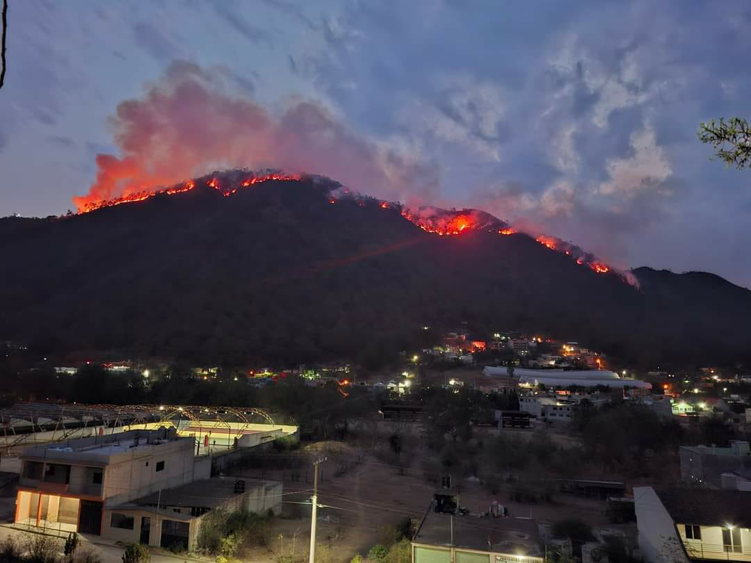 (FOTOS) Tetela de Ocampo: fuego salta de basurero y se convierte en incendio forestal