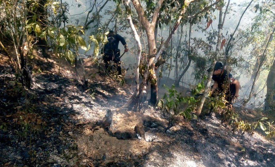 Combaten dos incendios en comunidades de Zacapoaxtla