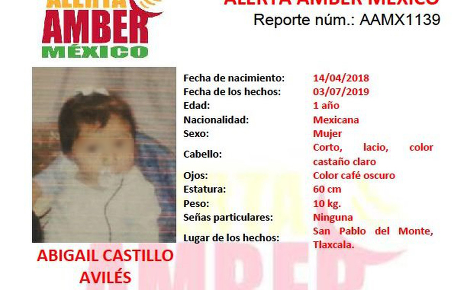 Hallan en La Margarita a bebé desaparecida en Tlaxcala