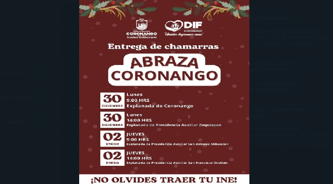 Todo listo para iniciar programa Abraza Coronango