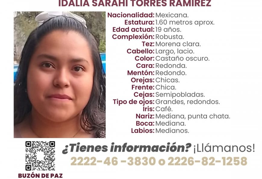 Sarahí de 19 años desapareció en calles de Tehuacán