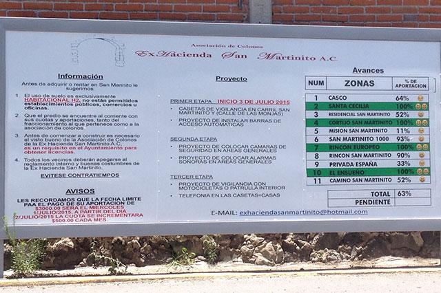 San Andrés suspendería construcción de casetas en San Martinito