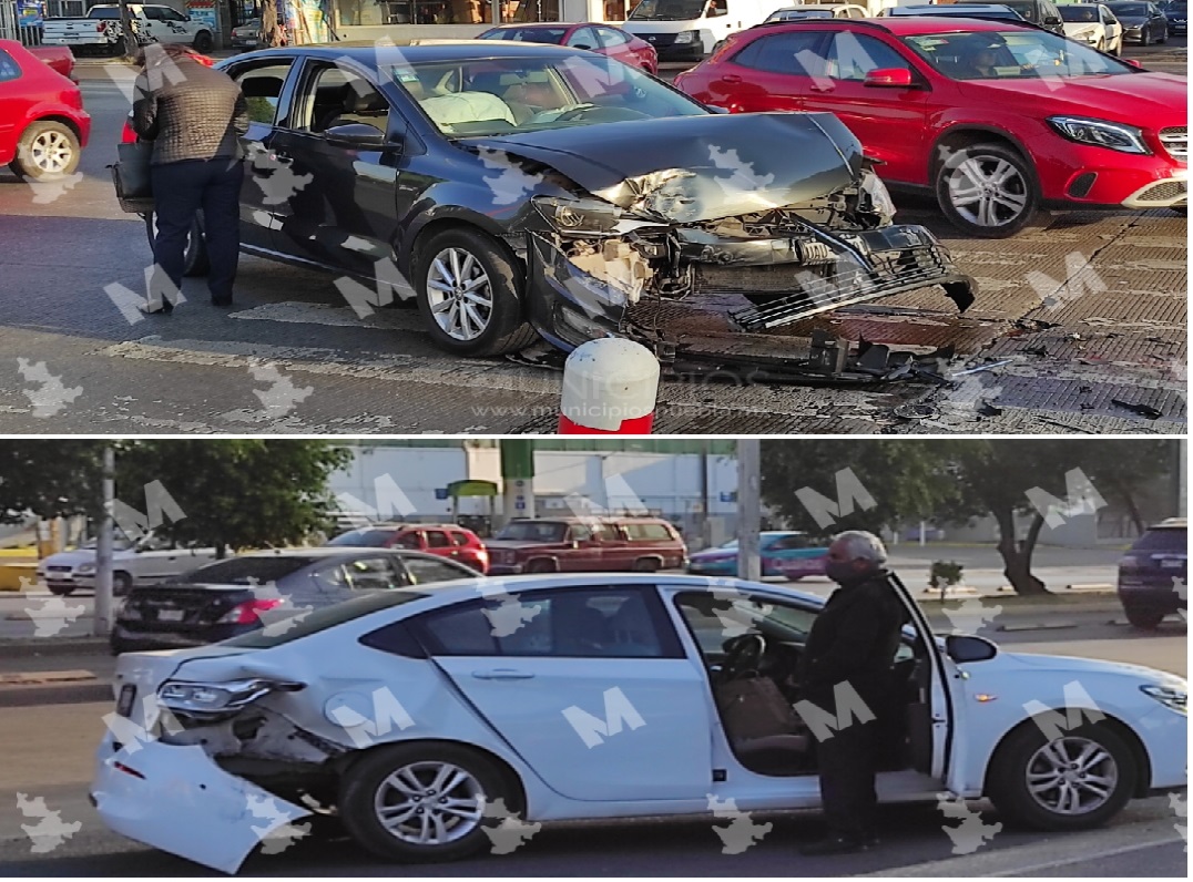 Semaforazo ocasiona choque y deja dos lesionadas