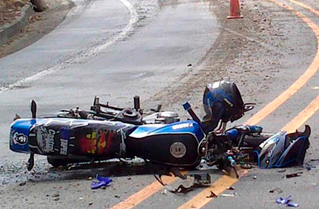 Motociclista pierde el control y termina chocando en Huixcolotla