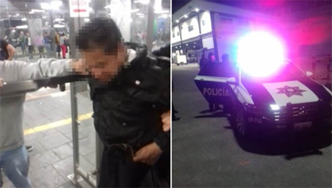 Vigilante de estación de RUTA atrapa a acosador de mujeres en Puebla