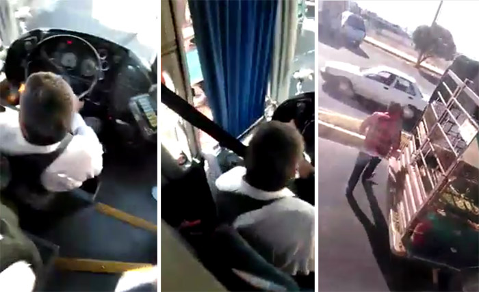 VIDEO A palos y pedradas sujetos atacan autobuses AU en Tecamachalco 