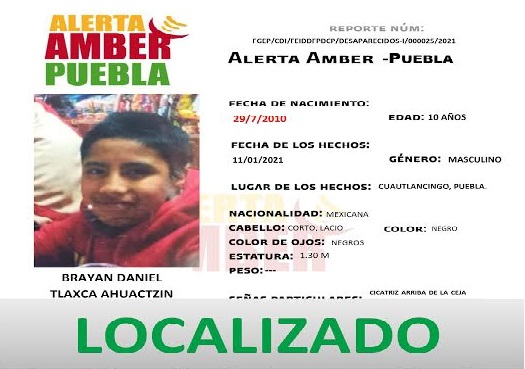 Localizan a Brayan; salió de su casa por problemas familiares