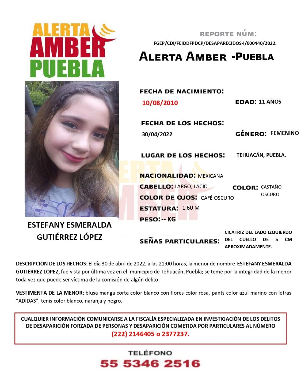 Se activa Alerta Amber para localizar a Estefany Esmeralda