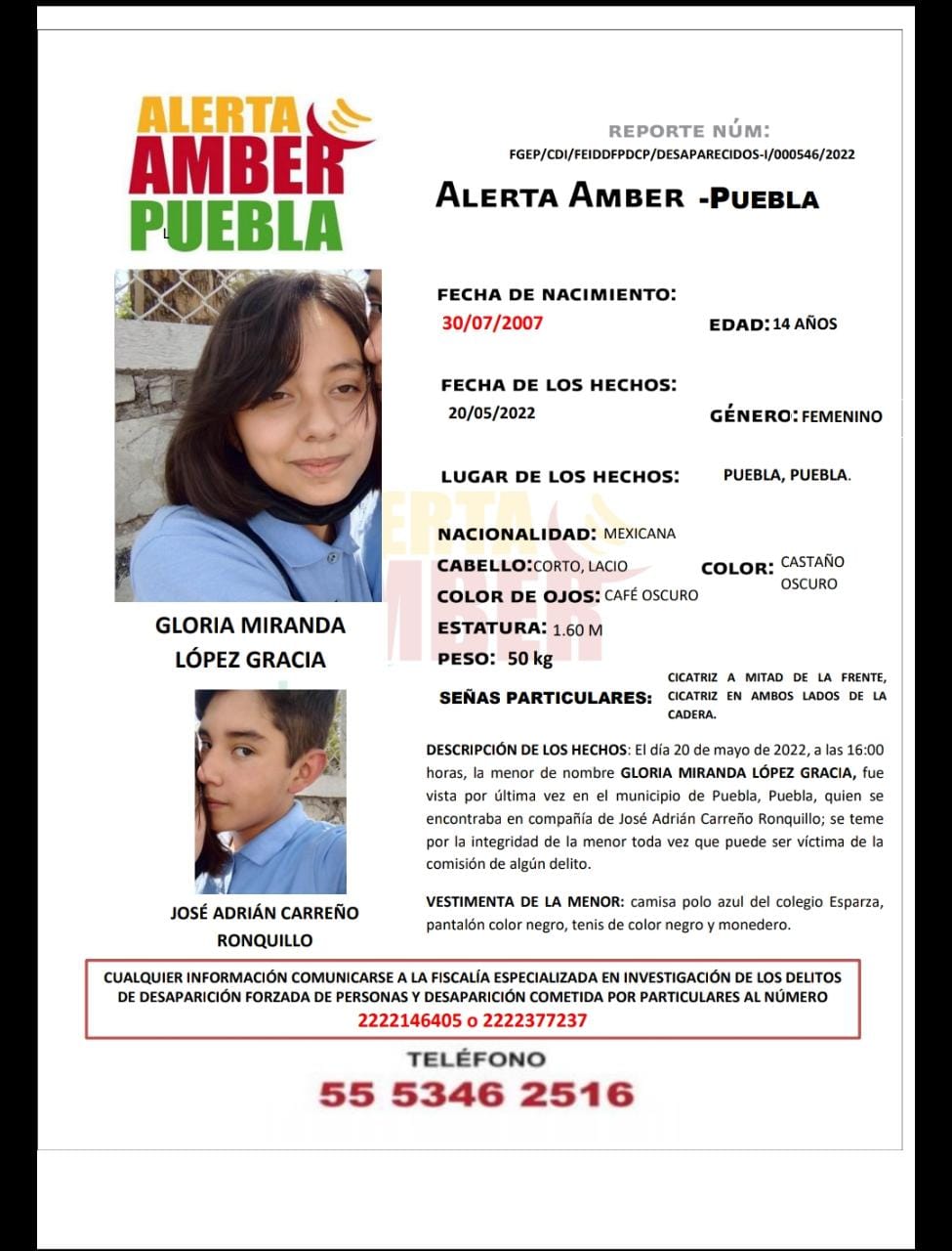 Alerta Amber por Gloria Miranda y José Adrián