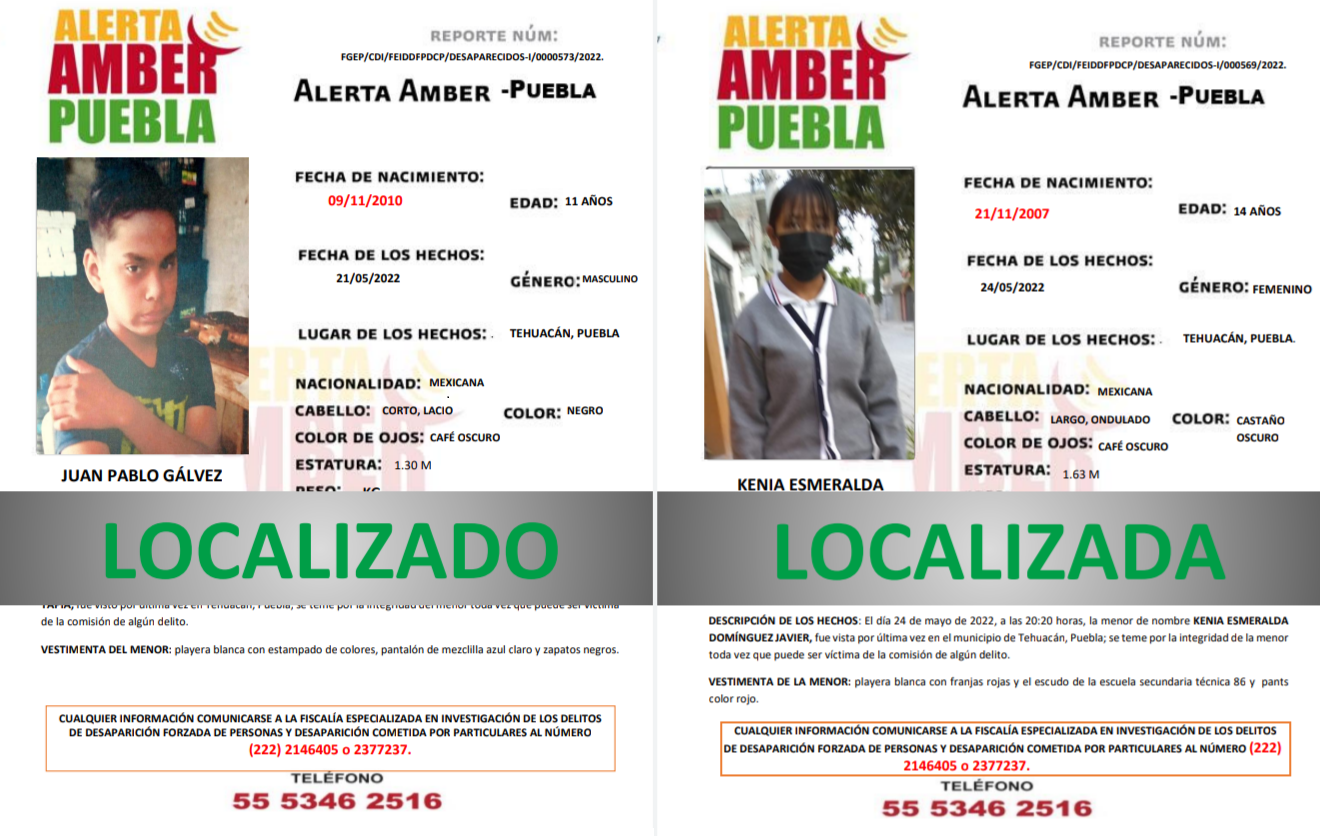 Localizan a menores reportados como desaparecidos en Tehuacán  