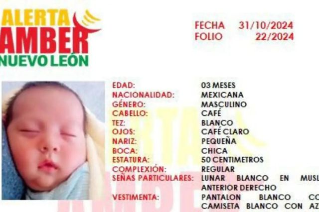 Desaparece bebé en Escobedo; se activa alerta Amber 