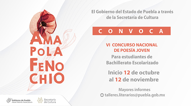 Convocan a poblanos al VI Concurso Nacional de Poesía Joven Amapola Fenochio