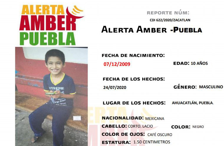 Activan Alerta Amber para hallar a Miguel de 10 años, desaparecido en Ahuacatlán