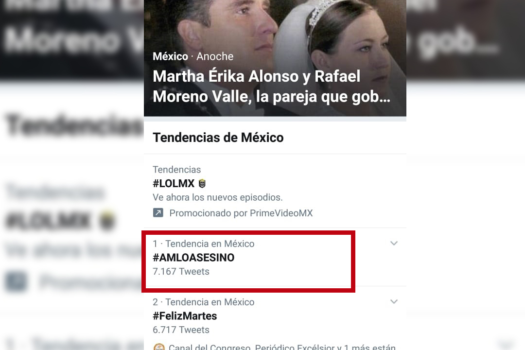 Amanece Twitter con tendencia de #AMLOASESINO