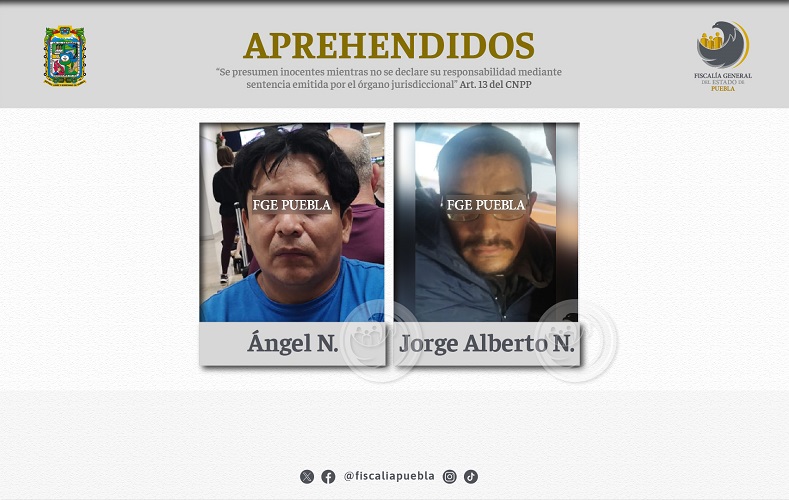 Detienen a Ángel y Jorge por violencia contra sus parejas en Puebla