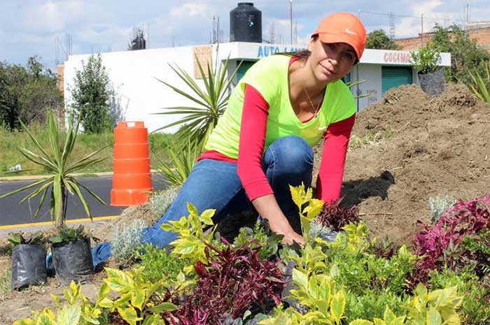 Dan mantenimiento a áreas verdes de Huejotzingo