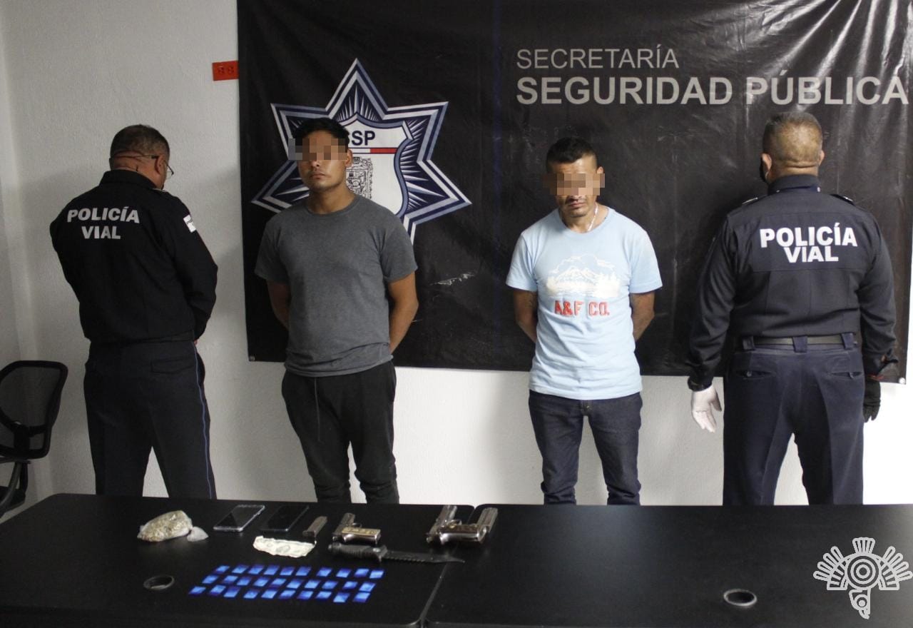Los detienen con armas y droga en operativo Hoy no circula en Puebla