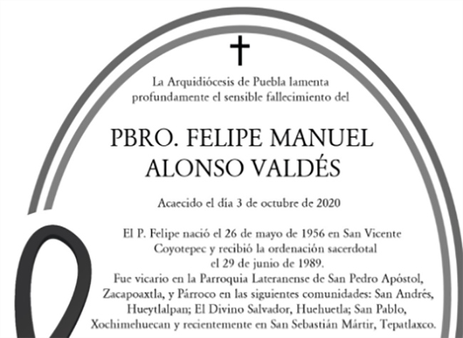 Fallece otro sacerdote por coronavirus en Puebla