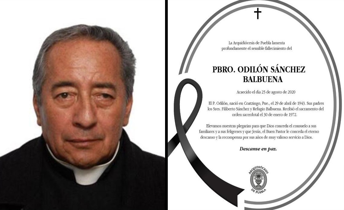 Fallece sacerdote Odilón Sánchez Balbuena en Puebla
