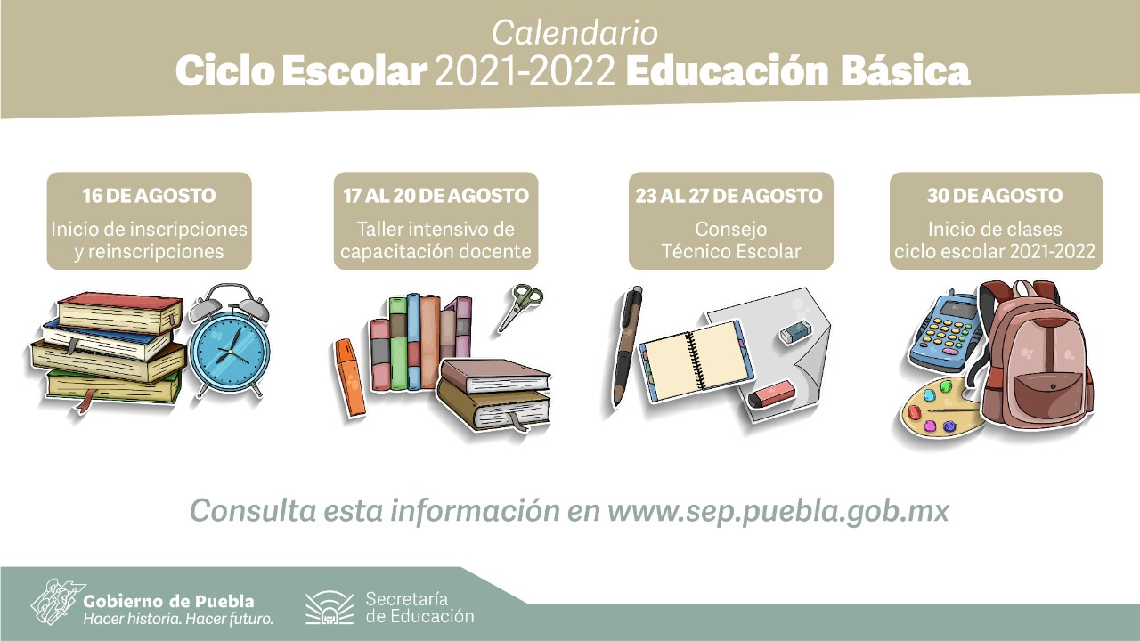 Anuncia SEP Puebla fechas oficiales del nuevo ciclo escolar