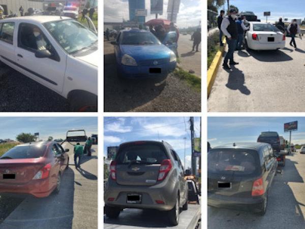 Asegura SMT 11 taxis piratas sobre la Vía Atlixcáyotl en Puebla