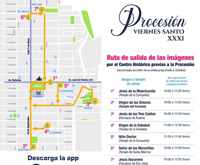Ayuntamiento de Puebla anuncia cierres viales por la Procesión de Viernes Santo