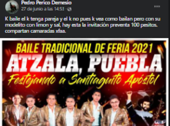 Hijo de alcaldesa de Atzala organiza baile masivo sin importarle el Covid  