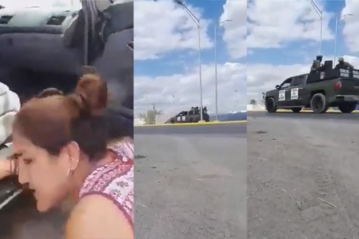 VIDEO En medio de balacera, mujer se pone a rezar