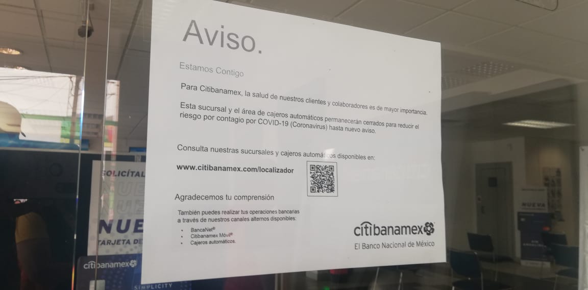 Por covid suspenden actividades en el CitiBanamex de Tecamachalco 