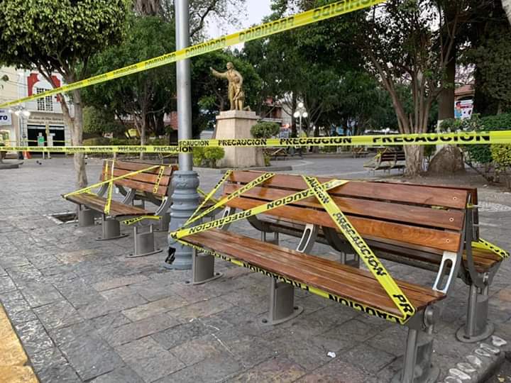 Clausuran zócalo de Texmelucan para evitar contagios por Covid-19