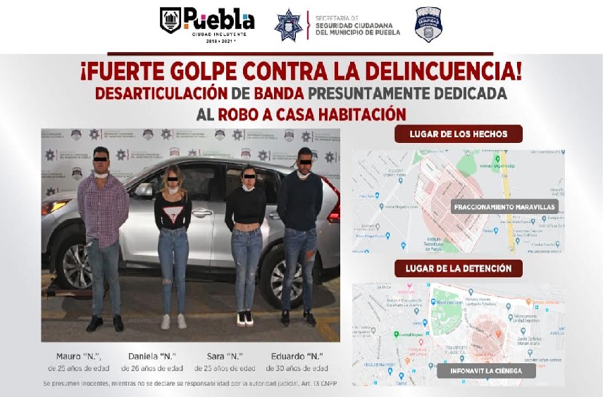 Desmantelan en Puebla banda de Iztapalala que robaba casas