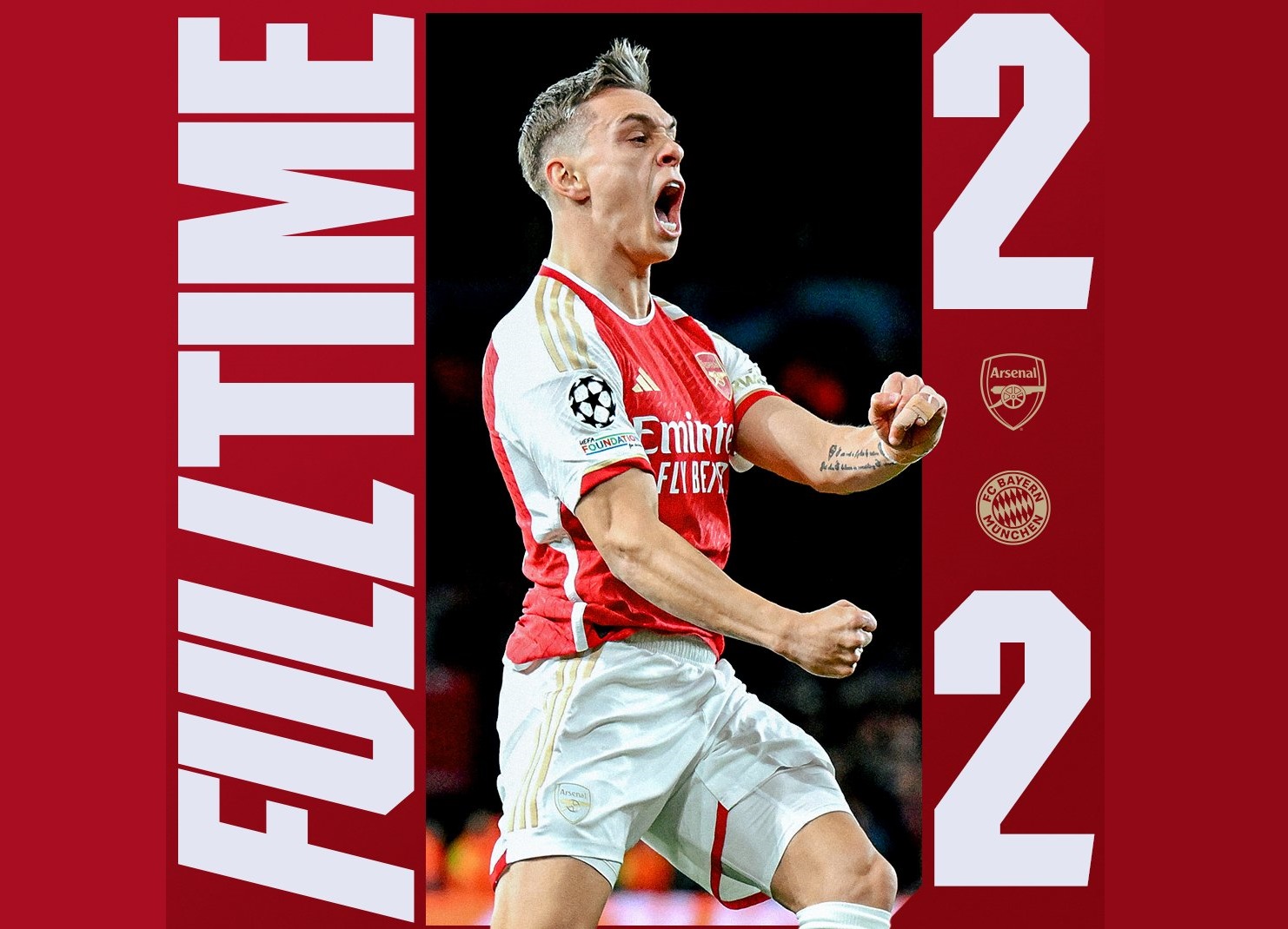 Arsenal empata con el Bayern Múnich en 4tos de Champions