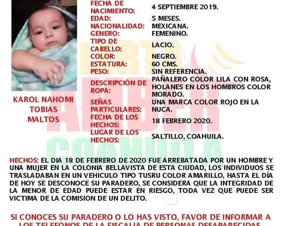 Le arrebatan a su bebé de los brazos; activan Alerta Amber