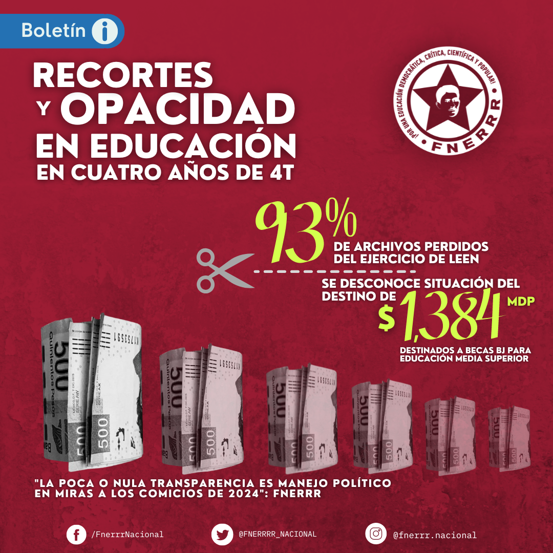 Recortes y opacidad en educación, en cuatro años de 4T: FNERRR