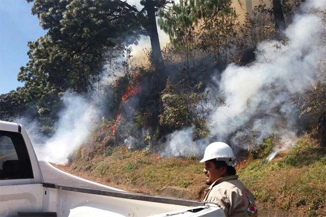 Cierran durante ocho horas la México-Tuxpan por incendio en bosque