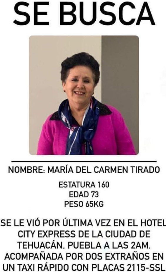 Desaparece María del Carmen en Tehuacán