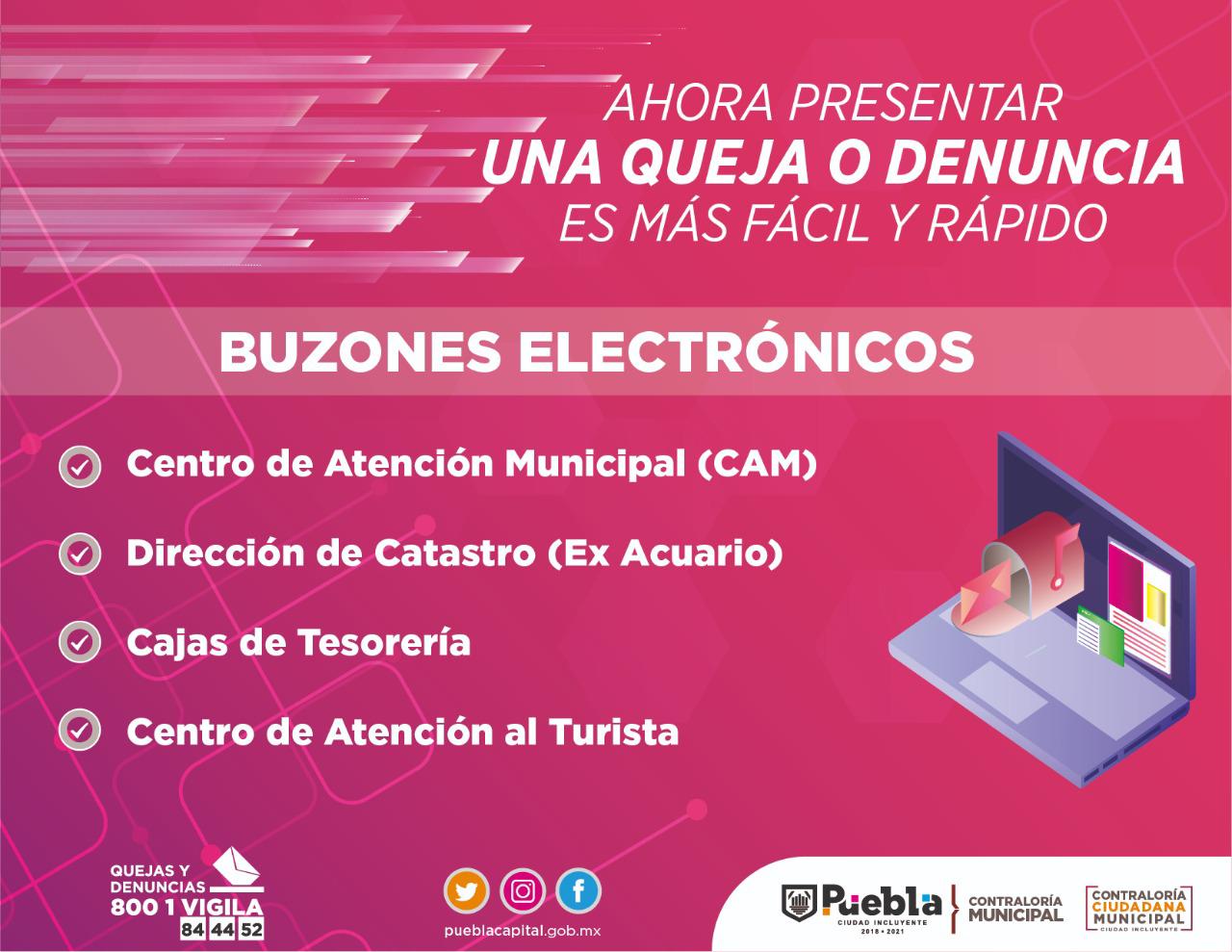 Incrementa Contraloría Municipal buzones electrónicos para atención de quejas