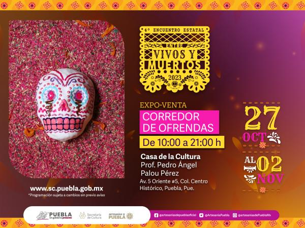 Habrá expoventa artesanal de Día de Muertos en Casa de la Cultura en Puebla