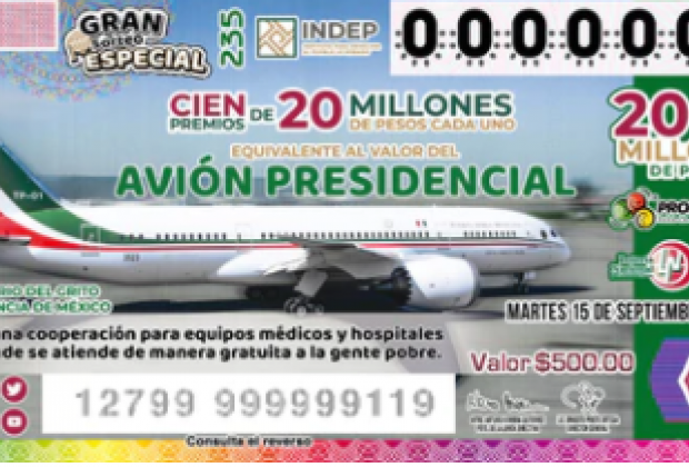Esta cantidad pagarán en impuestos ganadores del sorteo del Avión Presidencial