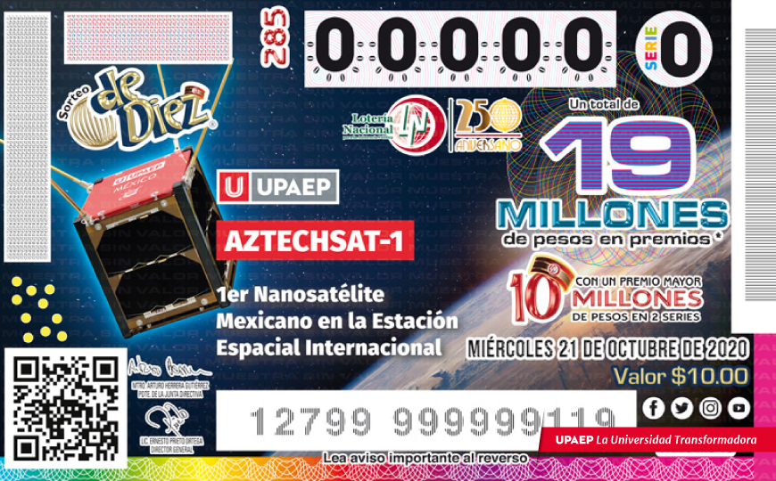 El AztechSat-1 de la UPAEP llega a la Lotería Nacional