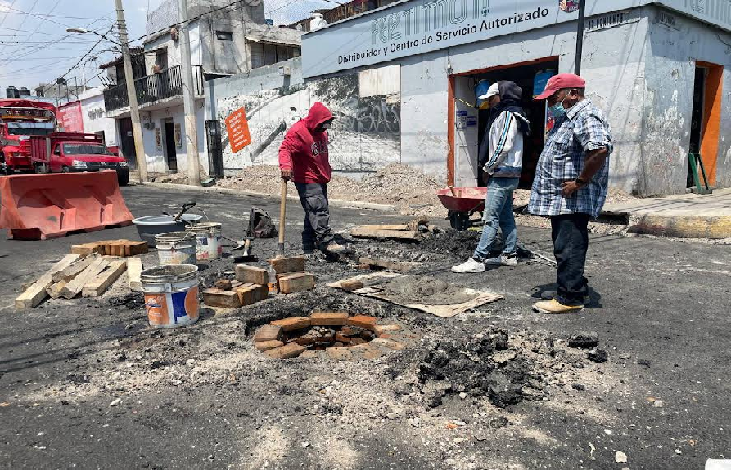 85% de avance de la calle 17 poniente en Atlixco