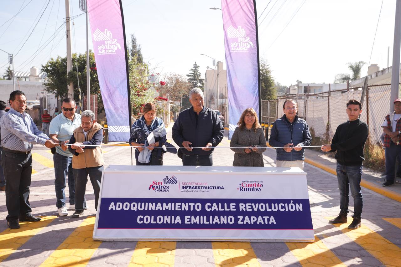 San Andrés Cholula avanza con la rehabilitación de la calle Revolución