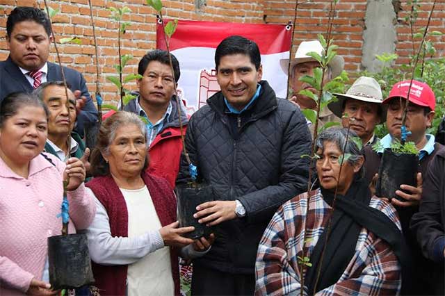 Campesinos reciben 3 mil 200 árboles de comuna de Huejotzingo