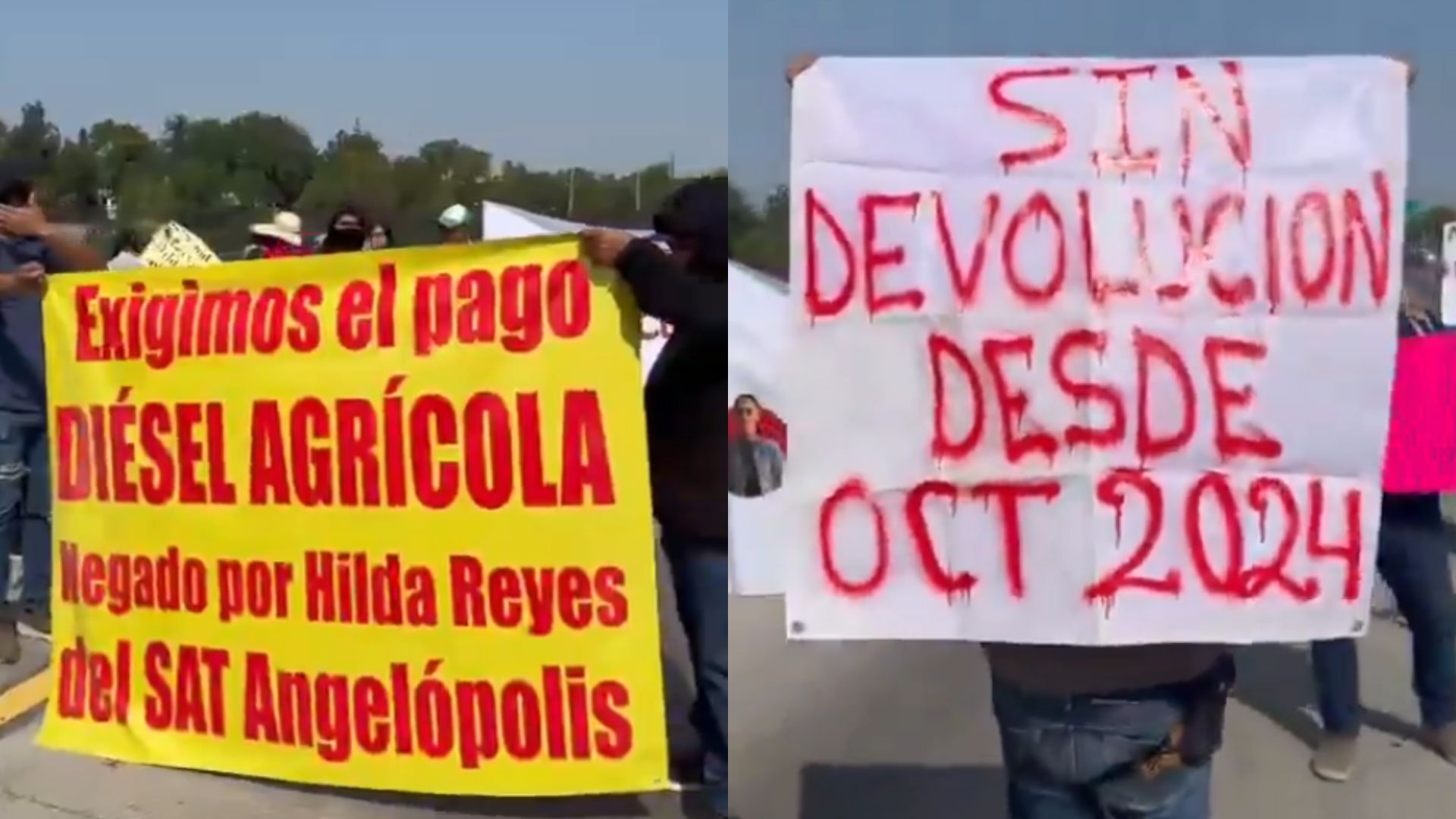Campesinos protestan afuera del SAT de Angelópolis; piden devolución de IEPS