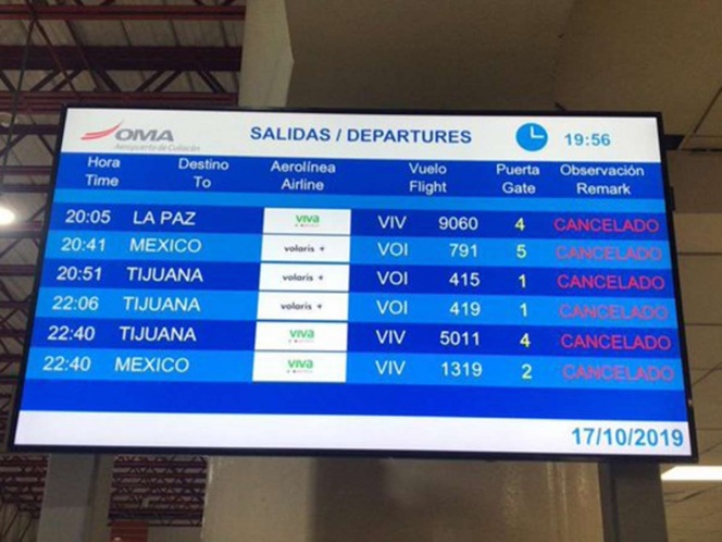 Cancelan vuelos a Culiacán tras balaceras