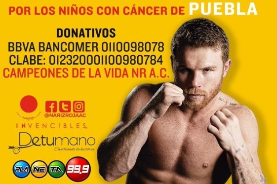 Canelo Álvarez apoya con donativo a niños con cáncer en Puebla