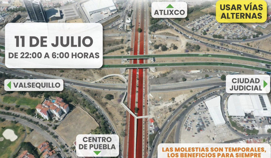 Anuncian otro cierre nocturno en la Vía Atlixcáyotl este jueves