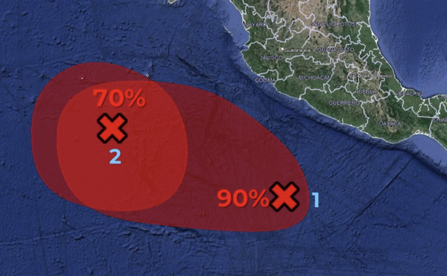 Alerta Conagua por posible formación de dos nuevos ciclones en el Pacífico